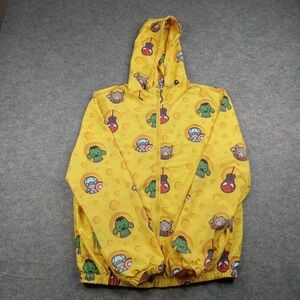 Marvel Jacket Mens Medium Yellow Hooded Zip Windbreaker Avengers Spider-Man Hulk